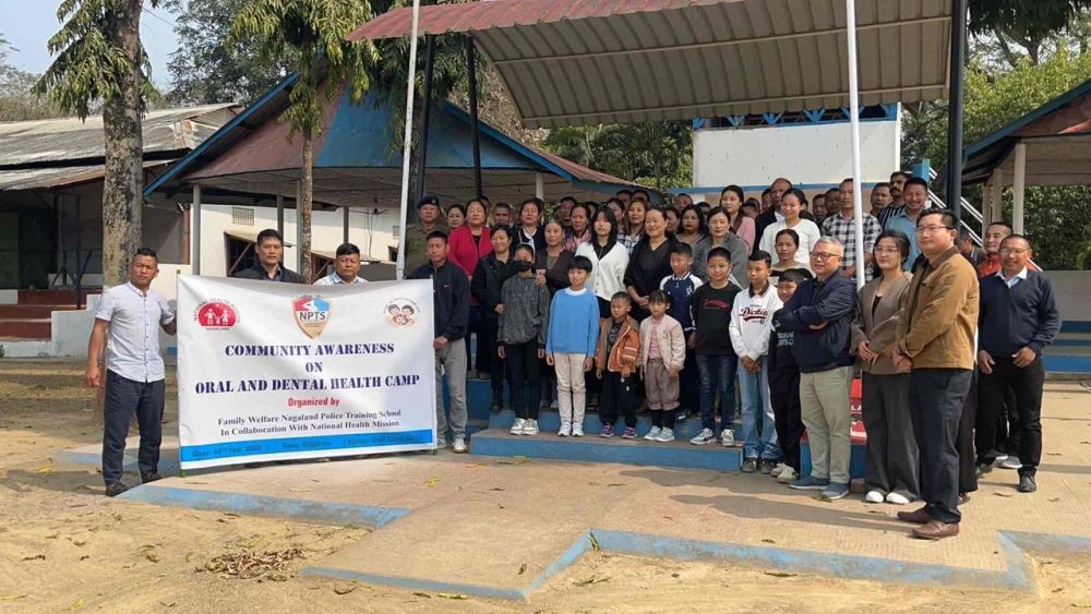 Participants of the oral health and tobacco awareness camp at Nagaland Police Training School (NPTS), Chumoukedima.
